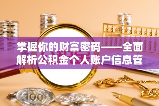 荃湾掌握你的财富密码——全面解析公积金个人账户信息管理与优化